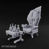 Sample Before You Sit Ornate Armchair and Bottle Table