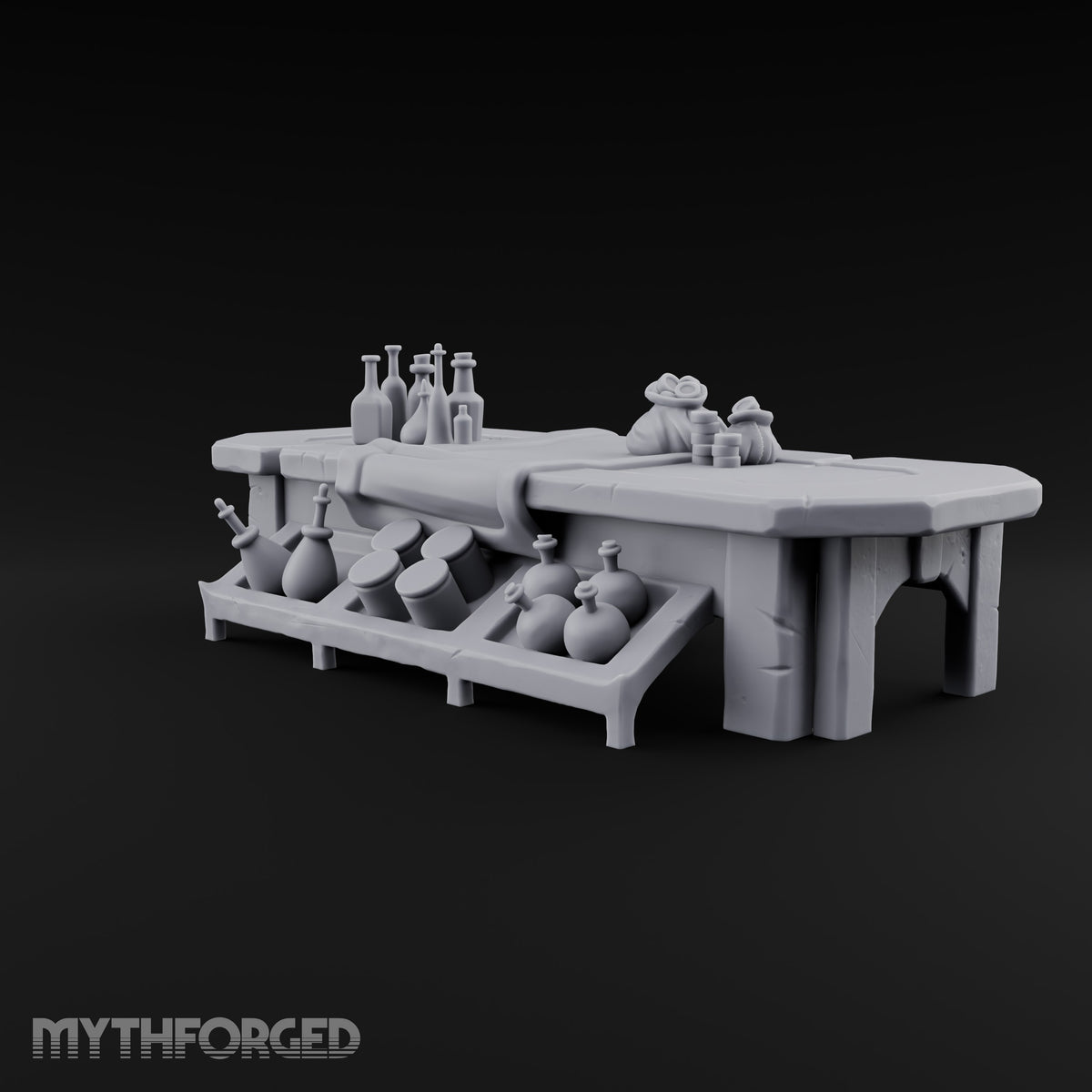 Open Drawer, Open Wallet Wooden Potion Vendor Table