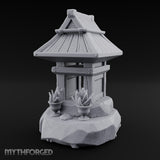 Potted-Plant Rocky-Based Japanese Wayside Shrine Altar Miniature for Dungeons and Dragons, Pathfinder or other TTRPGs