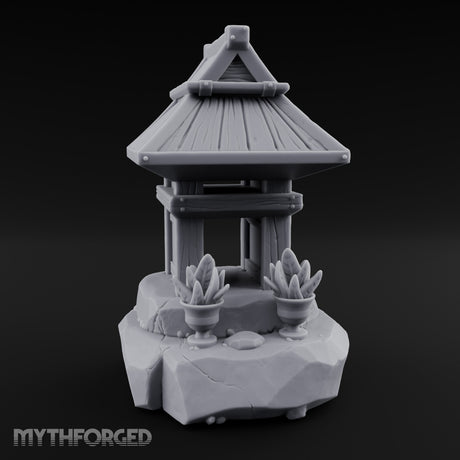 Potted-Plant Rocky-Based Japanese Wayside Shrine Altar Miniature for Dungeons and Dragons, Pathfinder or other TTRPGs