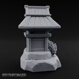 Potted-Plant Rocky-Based Japanese Wayside Shrine Altar Miniature for Dungeons and Dragons, Pathfinder or other TTRPGs