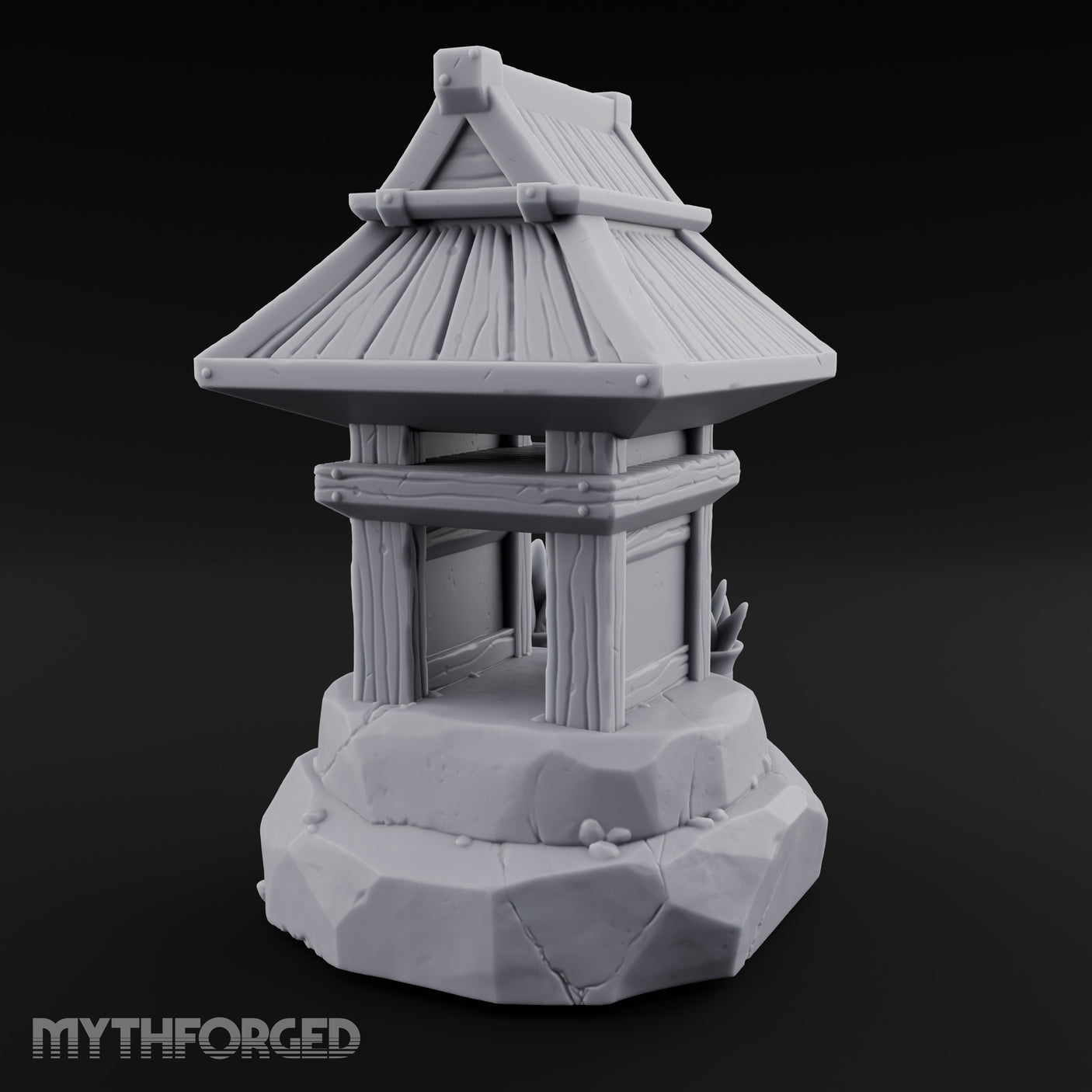Potted-Plant Rocky-Based Japanese Wayside Shrine Altar Miniature for Dungeons and Dragons, Pathfinder or other TTRPGs