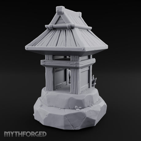 Potted-Plant Rocky-Based Japanese Wayside Shrine Altar Miniature for Dungeons and Dragons, Pathfinder or other TTRPGs
