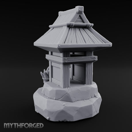 Potted-Plant Rocky-Based Japanese Wayside Shrine Altar Miniature for Dungeons and Dragons, Pathfinder or other TTRPGs