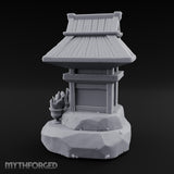 Potted-Plant Rocky-Based Japanese Wayside Shrine Altar Miniature for Dungeons and Dragons, Pathfinder or other TTRPGs