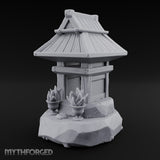 Potted-Plant Rocky-Based Japanese Wayside Shrine Altar Miniature for Dungeons and Dragons, Pathfinder or other TTRPGs