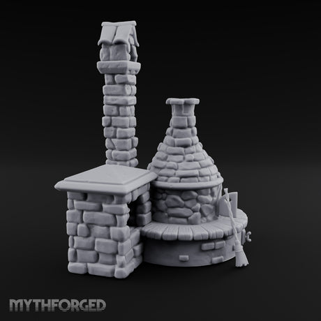 Cauldron Cooling, Kiln Still Warm Stone Pottery Kiln with Chimney