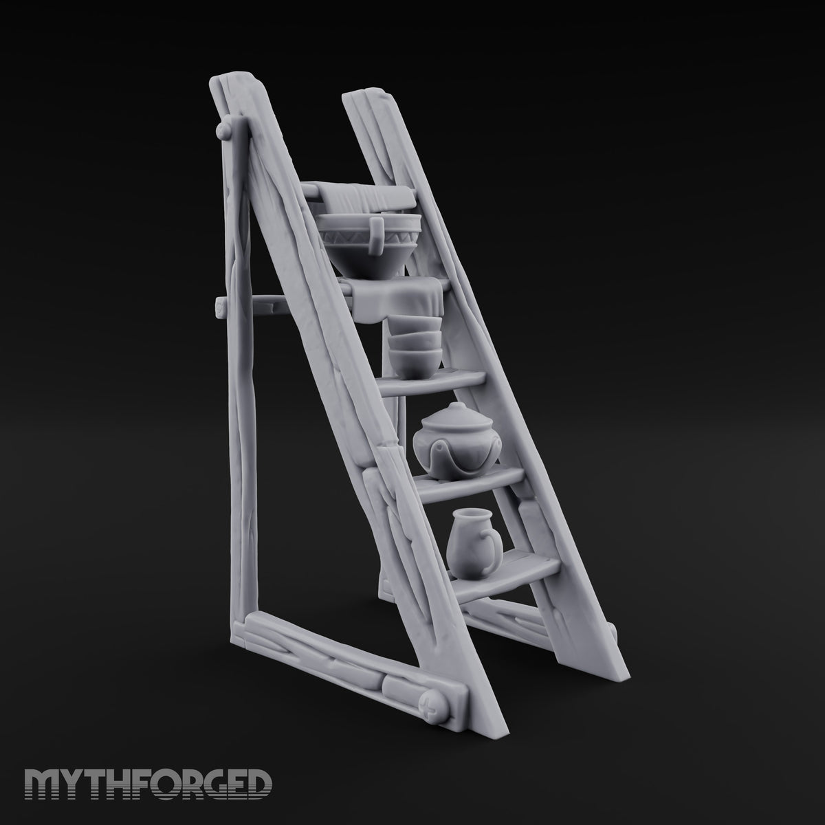 Crockery Climbs the Rungs Wooden Pottery Display Ladder