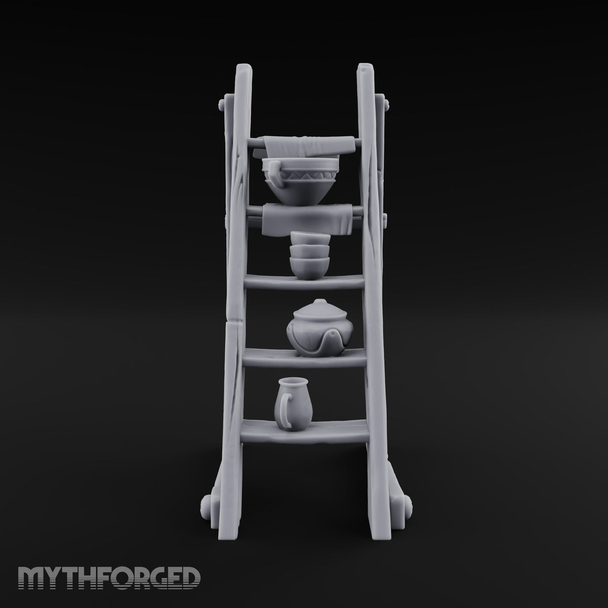 Crockery Climbs the Rungs Wooden Pottery Display Ladder