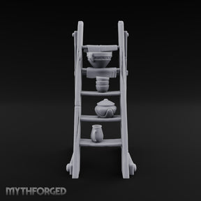 Crockery Climbs the Rungs Wooden Pottery Display Ladder