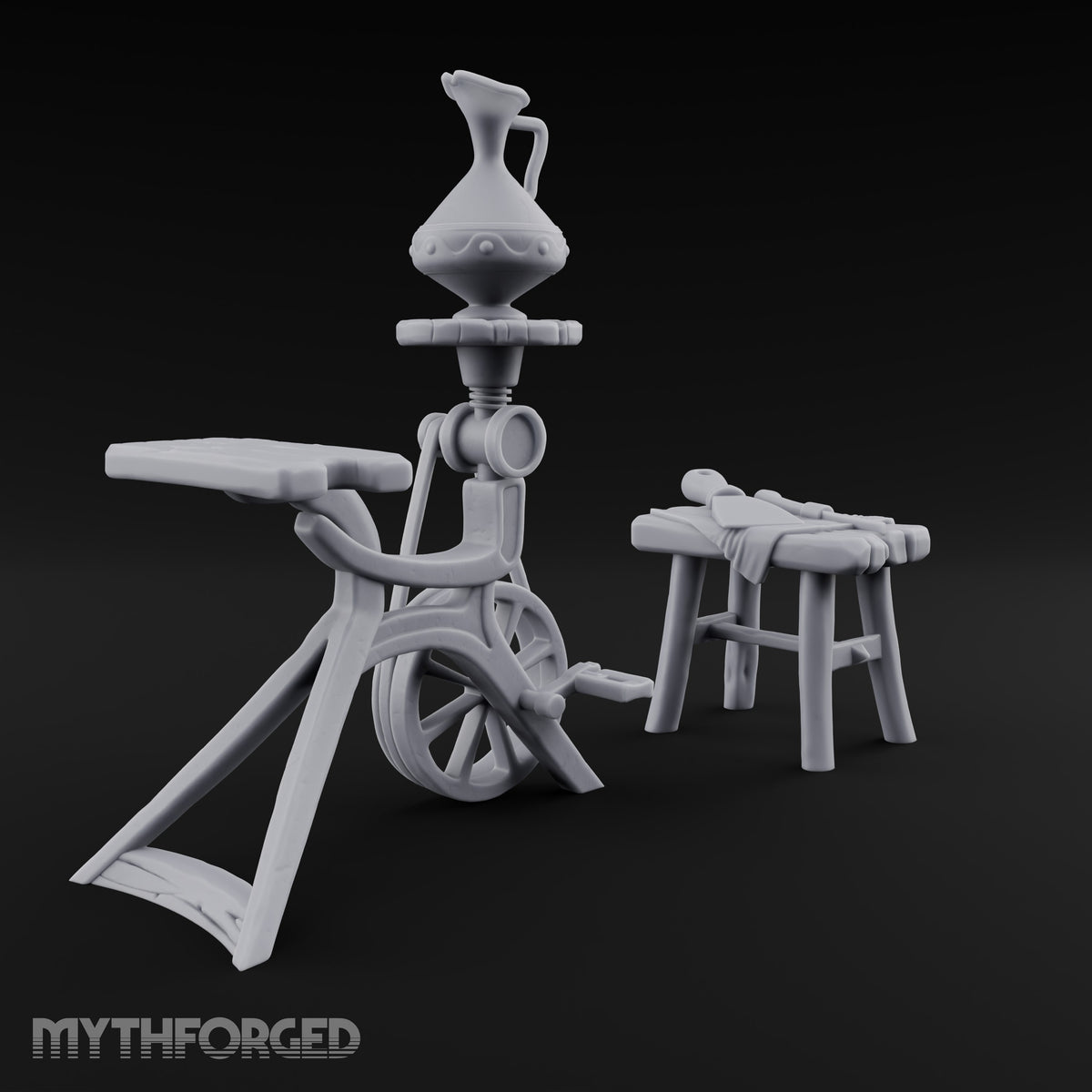 Pedal Down, Pitcher Up Wooden Pottery Wheel with Stool