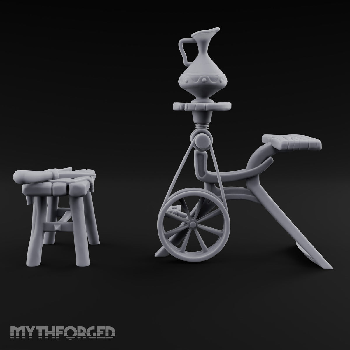 Pedal Down, Pitcher Up Wooden Pottery Wheel with Stool