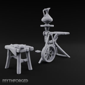 Pedal Down, Pitcher Up Wooden Pottery Wheel with Stool
