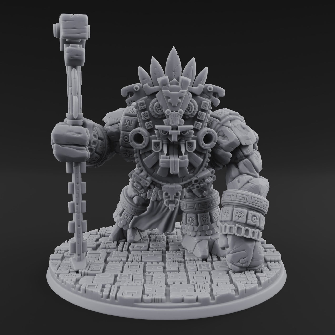 Aztec Inspired Totem Crowned Golem Warlord