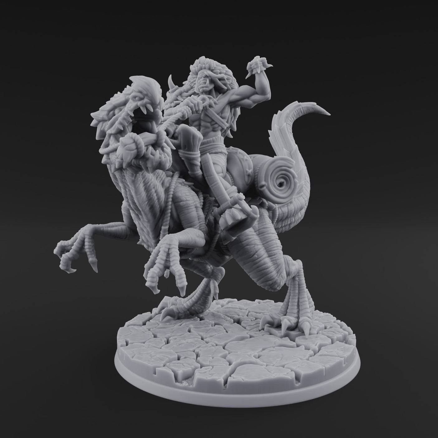 Trunk Raised Triumphant Orc Velociraptor Rider