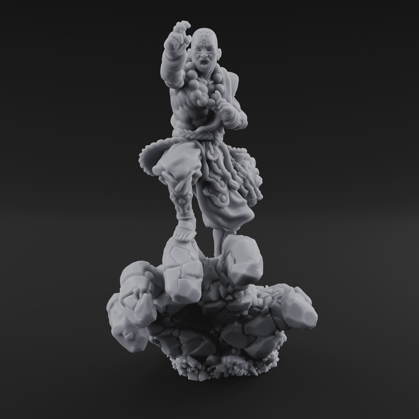 Fists Clenched Shouting Human Elemental Monk