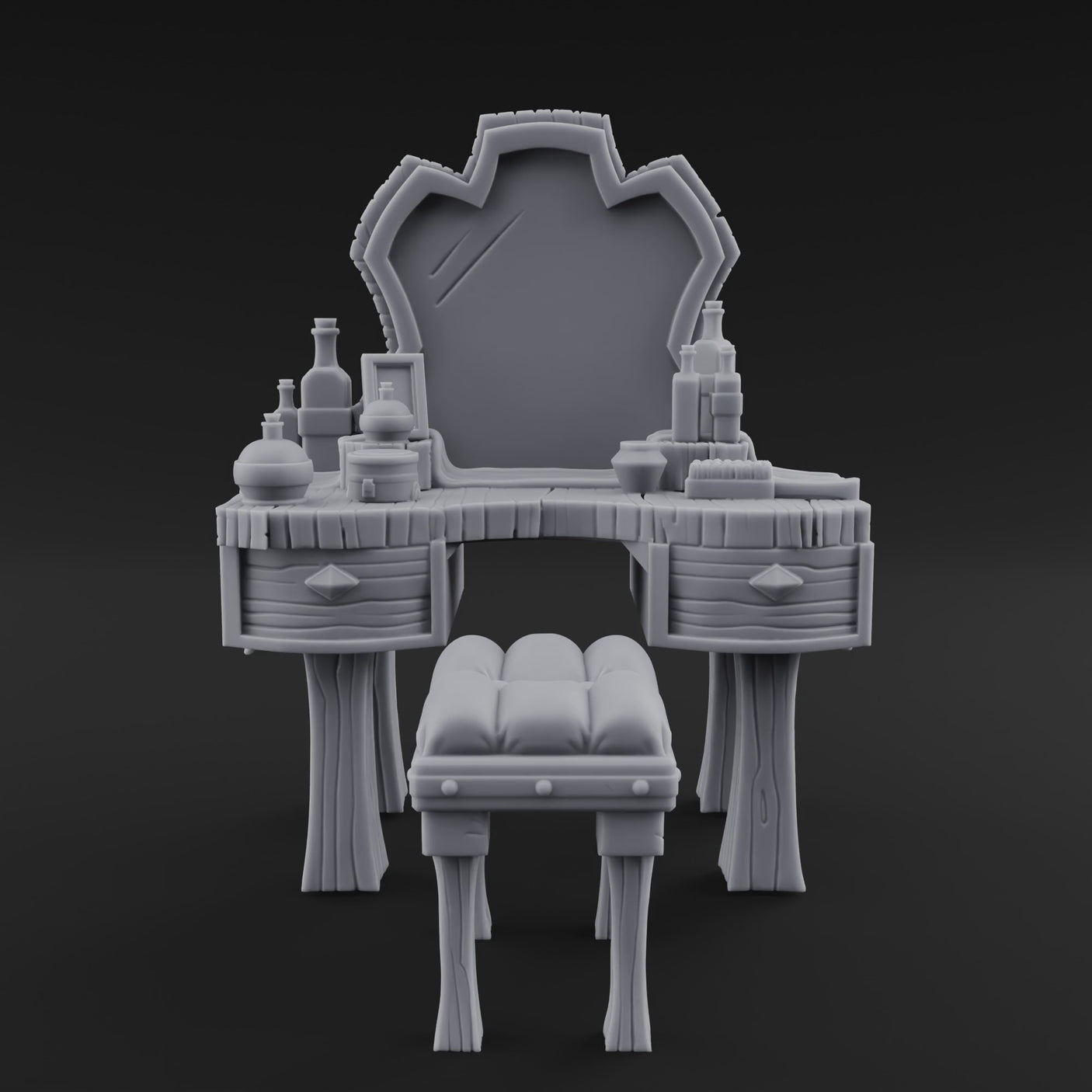 Mirror-Backed Vanity Dresser