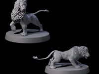 Two Grainy Lion Statues