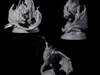 Three Hunched Young Black Dragons