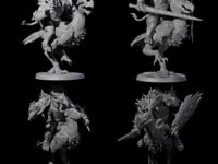 Four Charging Troll Riders on Axe Beaks