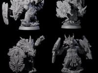 Four Armoured Triceratops Shield Fighters