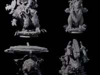 Four Stacked Saurian Siege Beasts