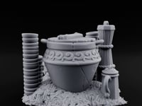 Scroll-Carved Straw-Nestled Cracked Urn Scene turntable