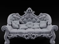 Scroll-Legged Pillow-Laden Noble Settee turntable