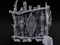 Mask-Adorned Spear-Tipped Tribal Bamboo Corner Wall turntable