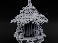 Leaf-Thatched Idol-Guarded Tribal Bamboo Hut turntable