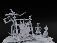 Rope-Knotted Shield-Hung Tribal Weapon Display Scene turntable