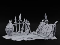 Spear-Crossed Shield-Grounded Tribal Warrior Arms Scene turntable