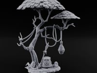 Rope-Draped Idol-Rooted Tribal Canopy Tree Scene turntable