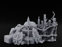 Spear-Leaned Shield-Propped Tribal Rock Barricade Scene turntable