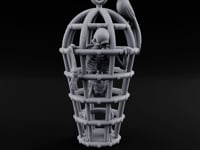 Skeleton-Trapped Crow-Perched Iron Gibbet Cage turntable