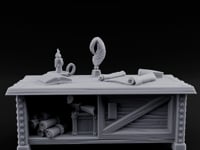 Quill-Inked Scroll-Stuffed Captain's Writing Desk turntable