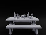 Flagon-Filled Plank-Grained Tavern Dining Table Scene turntable