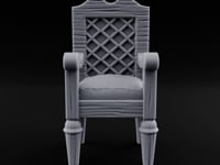 Lattice-Backed Cushion-Seated Pirate Captain's Chair turntable