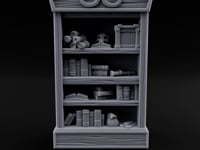 Skull-Topped Scroll-Laden Pirate Bookshelf turntable
