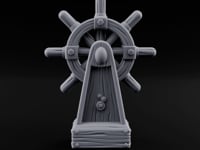 Bolt-Banded Grain-Streaked Ship Helm Stand turntable