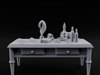 Skull-Laden Candle-Dripped Pirate Scholar's Desk turntable