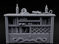 Skull-Rested Scroll-Cluttered Pirate Scholar's Bookcase turntable