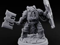 Shield Bracing Gun Toting Space Dwarf Trooper A turntable