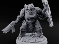 Shield Bracing Gun Toting Space Dwarf Trooper B turntable