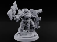 Shield Bracing Gun Toting Space Dwarf Trooper E turntable