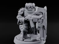 Shield Bracing Gun Toting Space Dwarf Trooper H turntable