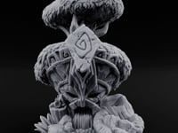 Rune-Carved Face-Bearing Ancient Wood Shrine turntable