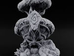 Rune-Carved Face-Bearing Ancient Wood Shrine turntable