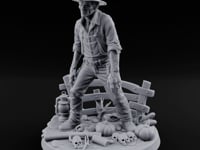 Fence Leaning Snarling Zombie Farmer turntable