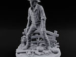Fence Leaning Snarling Zombie Farmer turntable